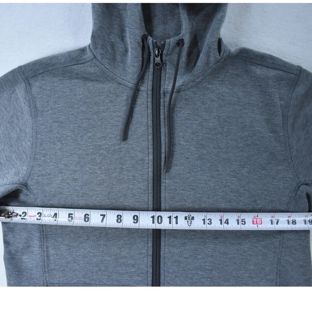 The North Face Mens Gray Full Zip Hoodie Heathered Sweatshirt Logo Sleeve Small